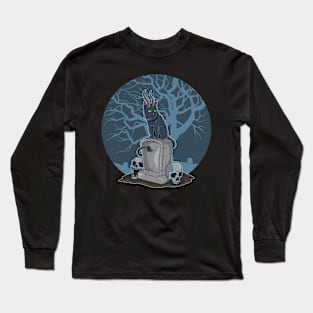 Demon cat in the cemetery - Gothic Long Sleeve T-Shirt